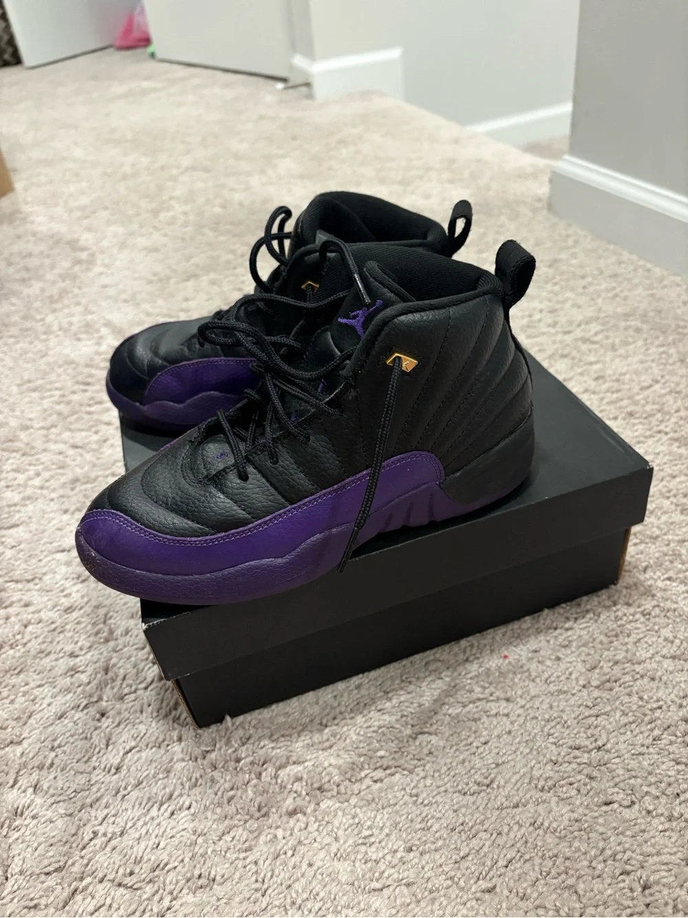 Jordan Kids Black and Purple High-Top Sneakers